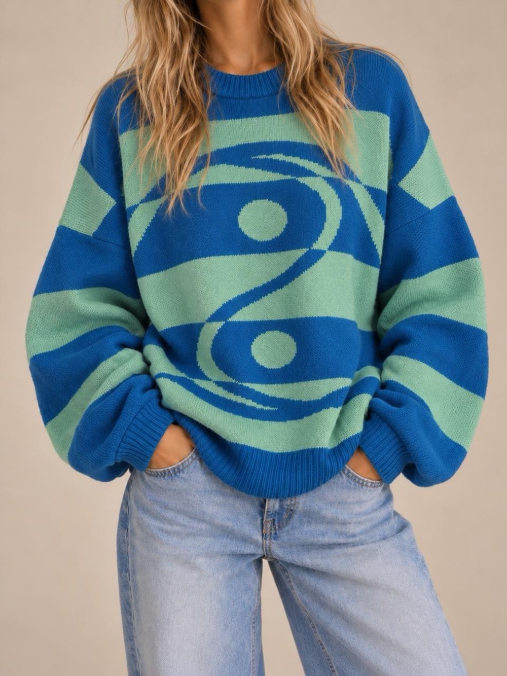 TopShop Blue & Mint yin yang sweater